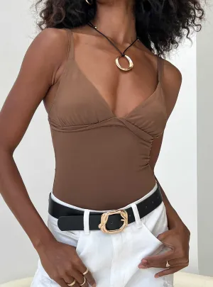 Gazel Bodysuit Brown bodysuit with jeans