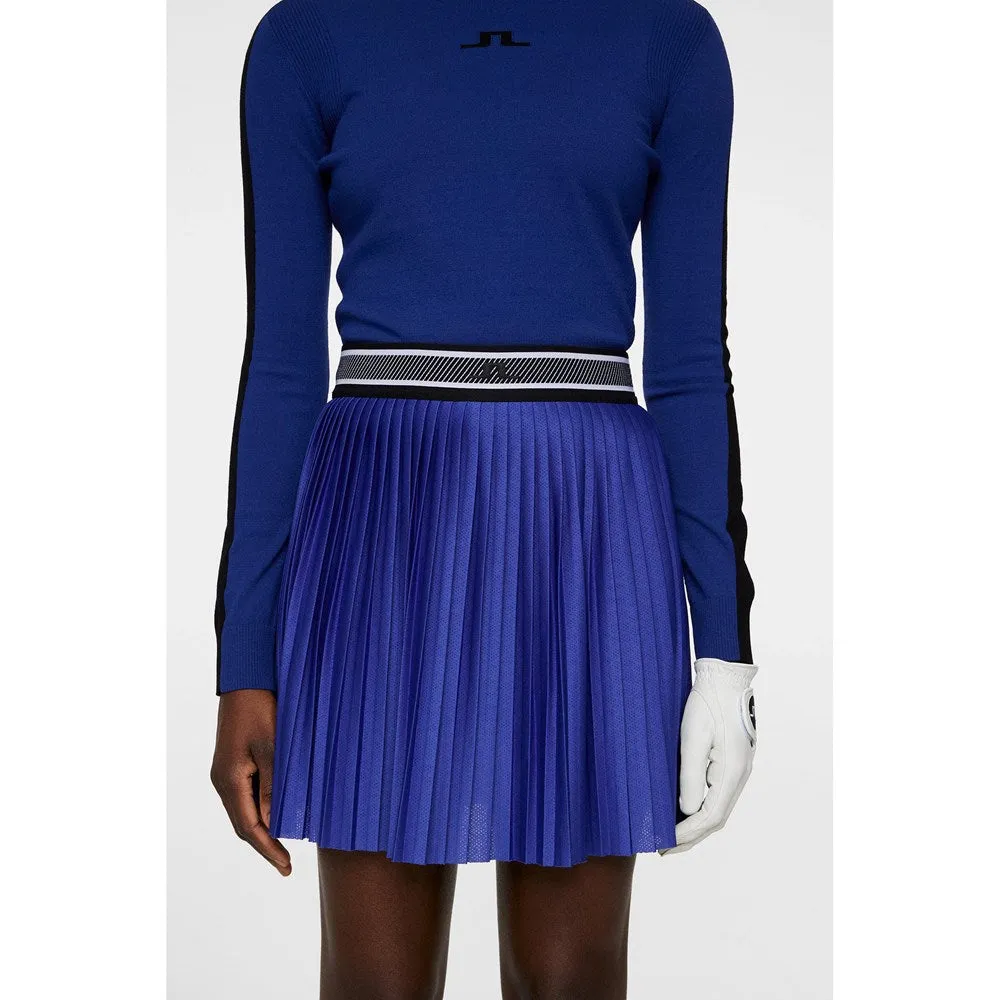 J.Lindeberg Women's Binx Golf Skirt - Clematis Blue Clean Outfit Knee Length