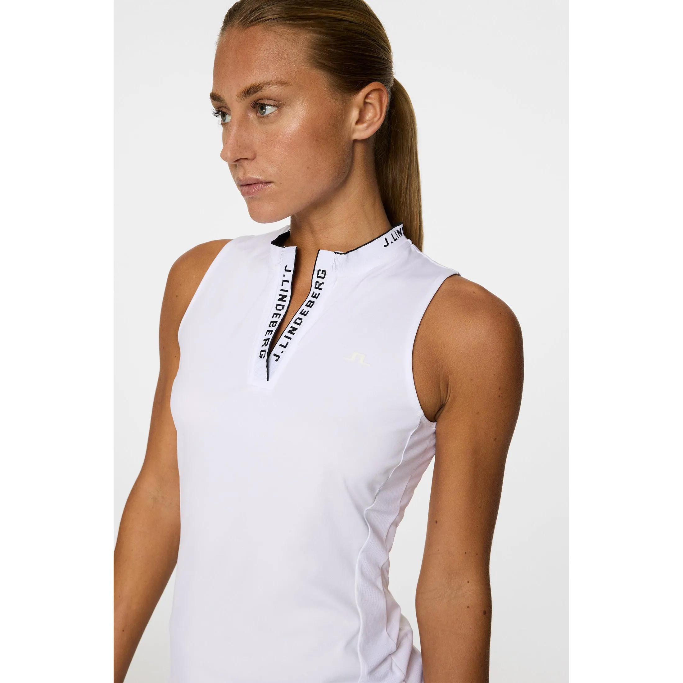 TactileStitching Myth Soul J.Lindeberg Women's Leya Sleeveless Golf Shirt - White