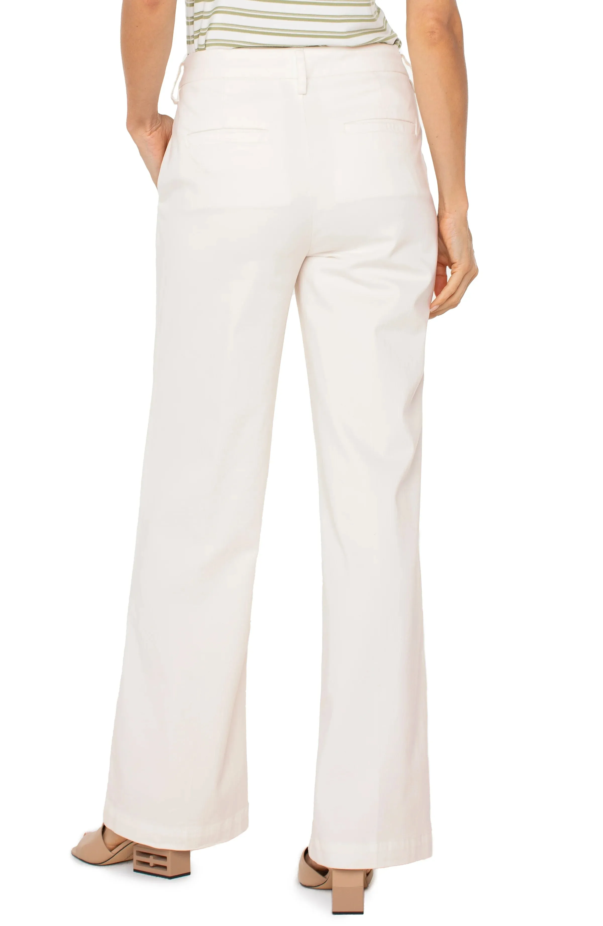 *SALE* LIVERPOOL KELSEY WIDE-LEG TROUSER - BONE FrictionResistantEdges WrinkleFree Material