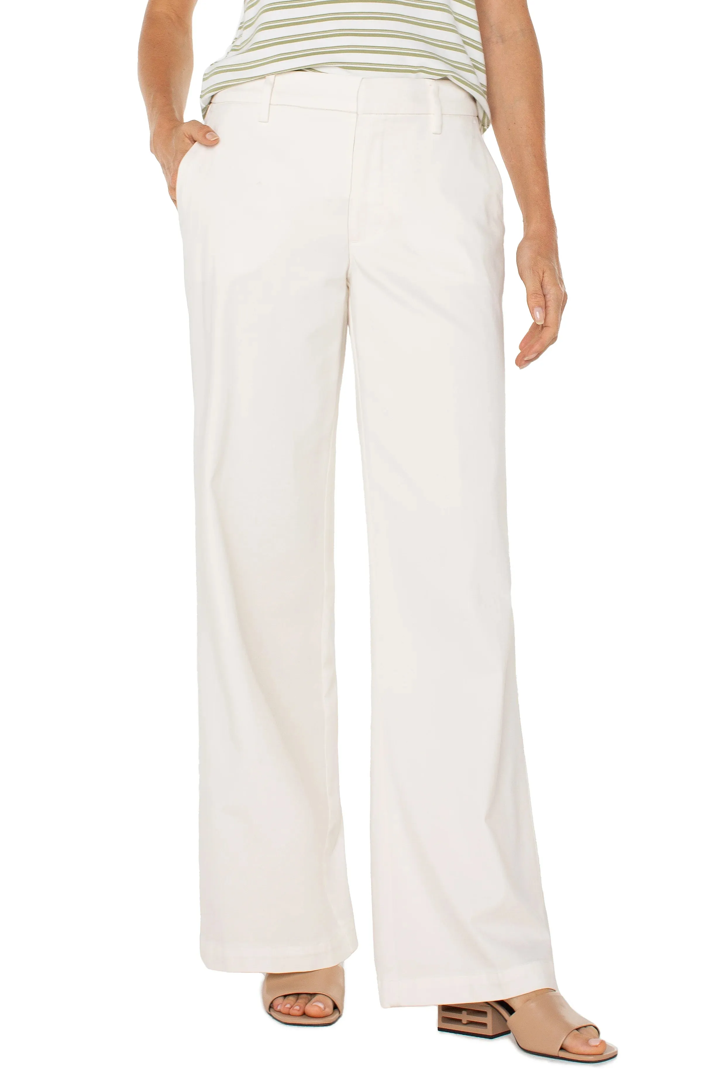 *SALE* LIVERPOOL KELSEY WIDE-LEG TROUSER - BONE Trendy Cut OdorControl Technology