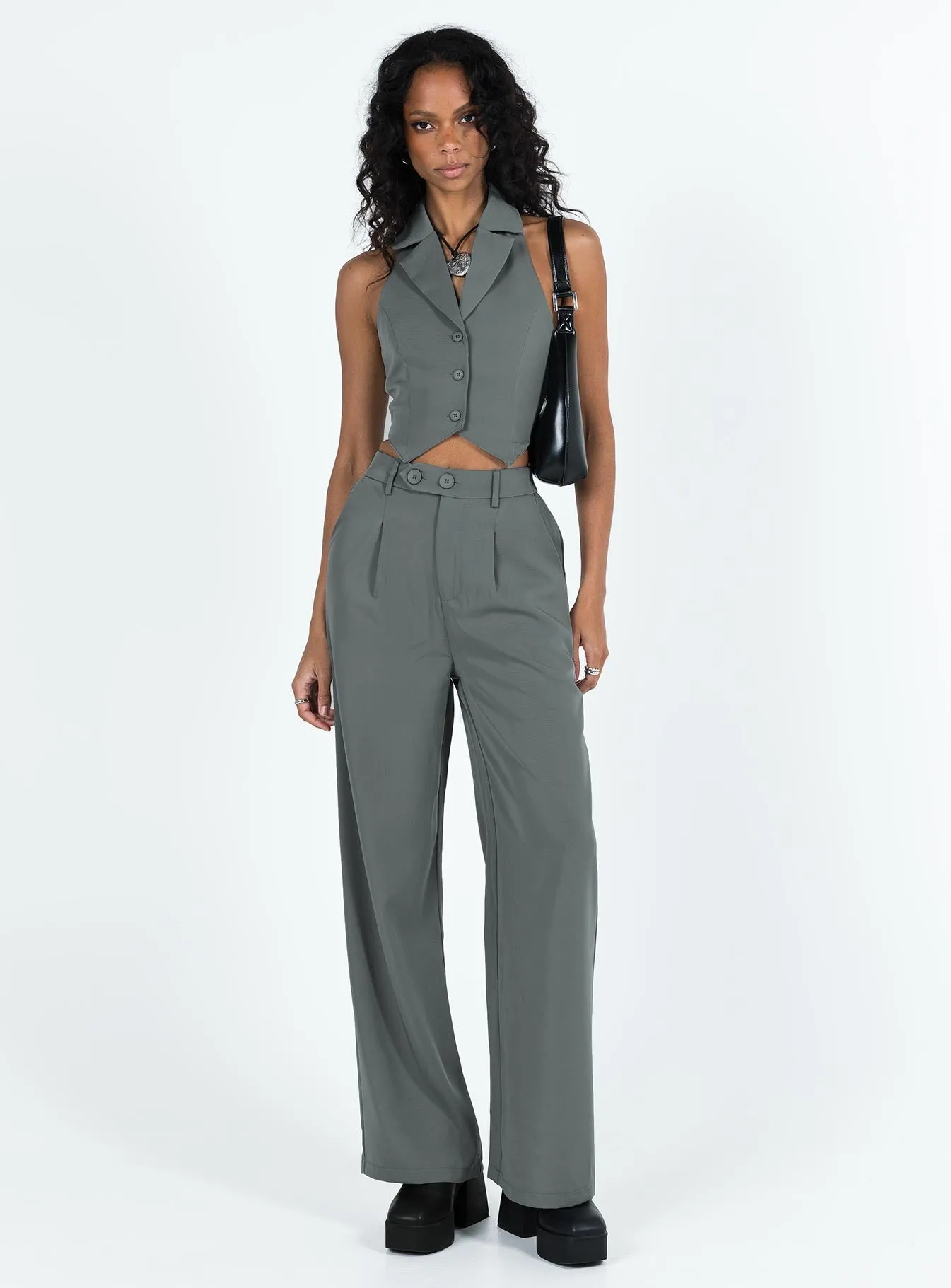 High Waist Zia Set Slate