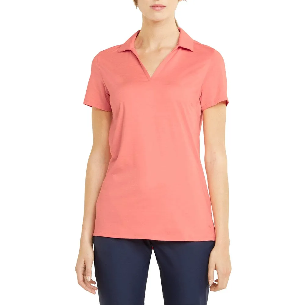 WaterRepellent Coating Smart Design Puma Women's CLOUDSPUN Coast Golf Polo - Carnation Pink Heather
