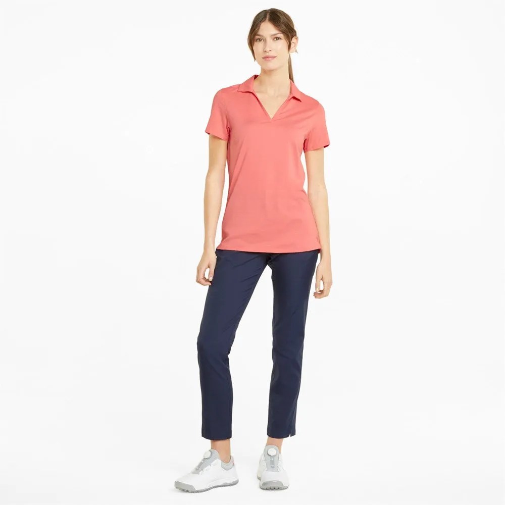 Puma Women's CLOUDSPUN Coast Golf Polo - Carnation Pink Heather Sun Protection Fabric