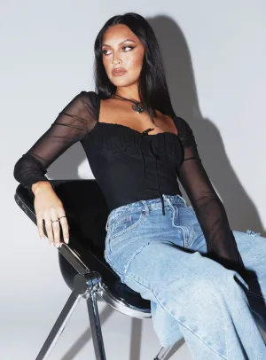 Dahlia Long Sleeve Bodysuit Black intimates bodysuit shapewear bodysuit