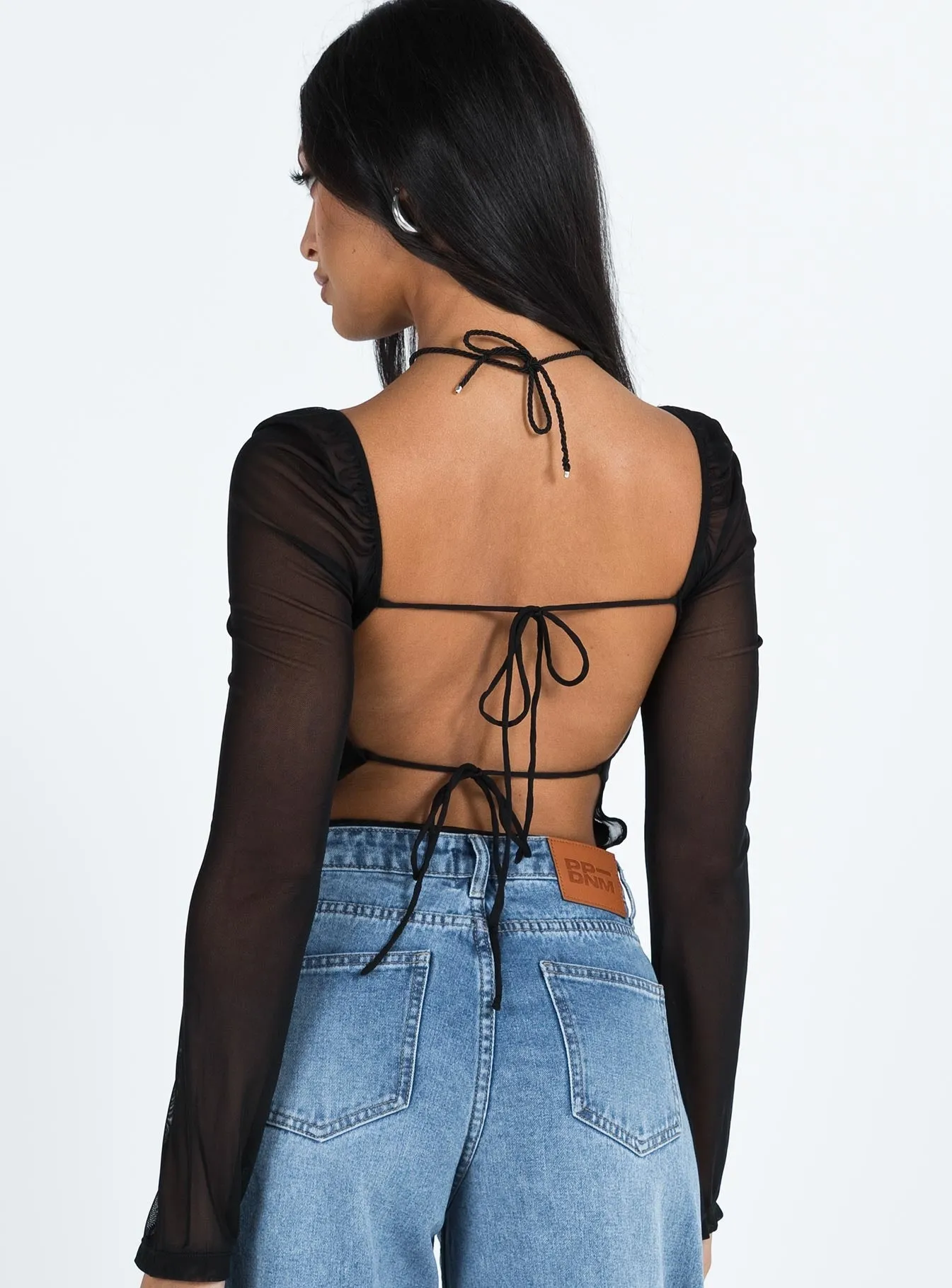 stretchy bodysuit Dahlia Long Sleeve Bodysuit Black