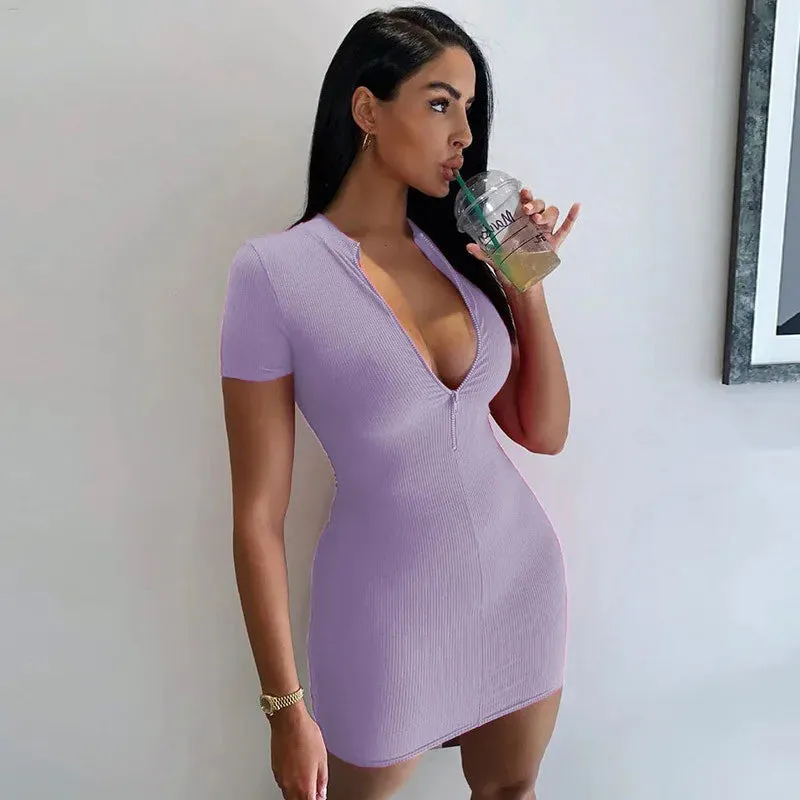 Casual Essential Relaxed and Elegant 2021 Hot Custom wholesale womens fashion chill dresses summer cotton clothes knit mini bodycon ladies dress