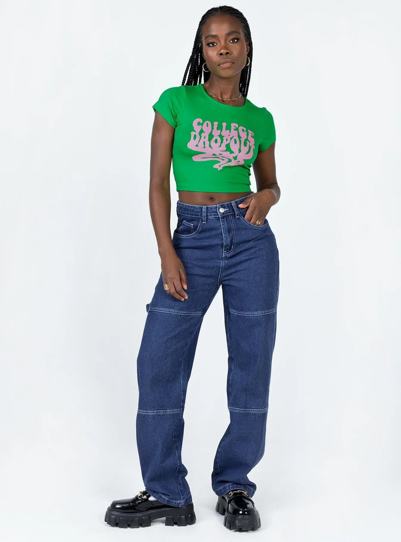 College Dropout Tee Green Essential Top Timeless Layering