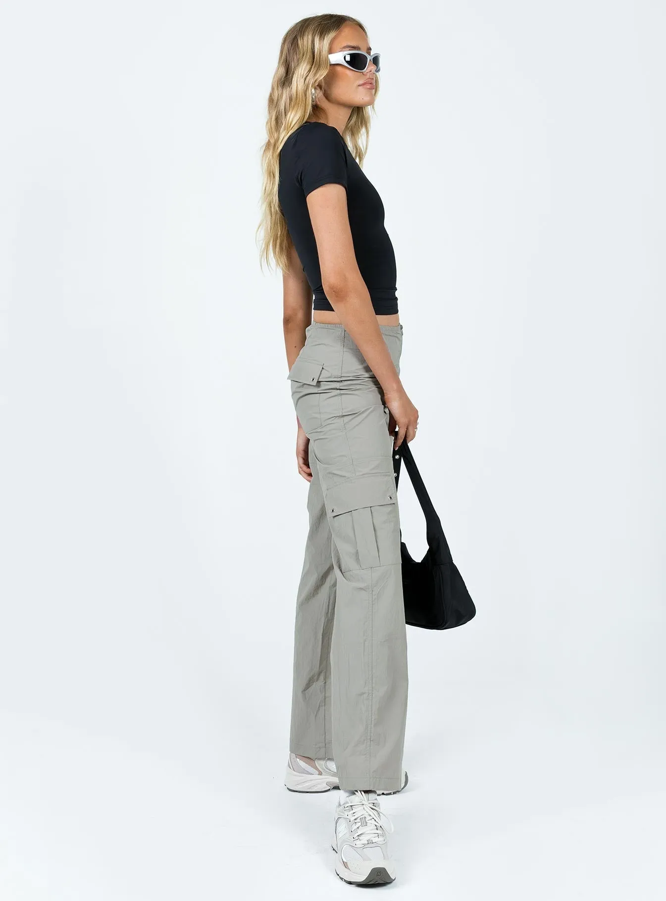 Stretchy Material Reinforced Seams Roy Parachute Pants Grey
