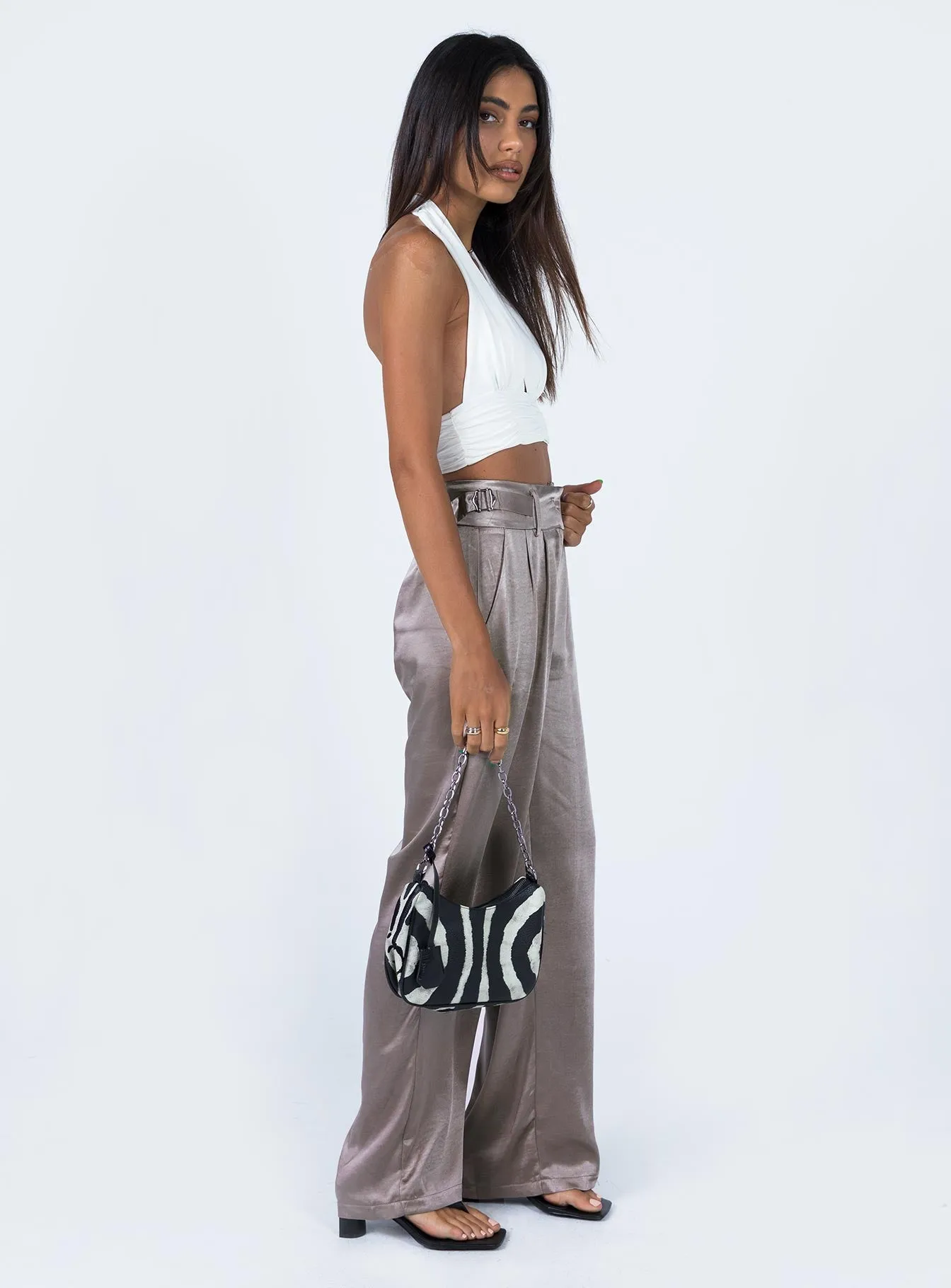 Yasamin Wide Leg Pants Grey Low Maintenance
