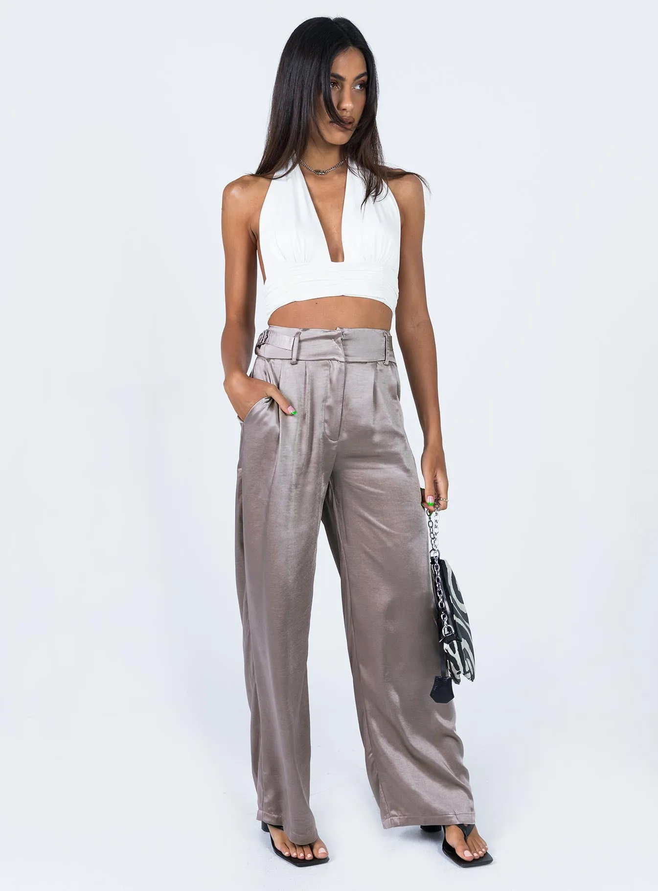 Anti Pilling Finish Yasamin Wide Leg Pants Grey