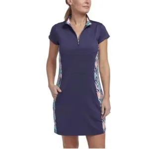 New Pebble Beach Short Sleeve Navy Floral Golf Dress Size XL MSP$68 Elegant Fit