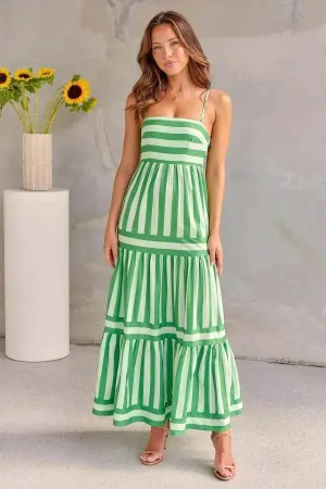 Flexible Design Summer Striped Printed Suspender Long Dress With Pockets Fashion Square Neck Backless Dresses For Beach Vacation Women Clothing