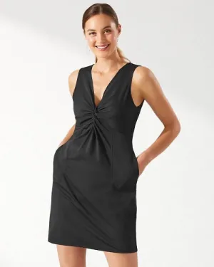Women's Tommy Bahama Pearl Twist Black Sleeveless Dress Size M MSP$125 Versatile Edge Boat-Neck