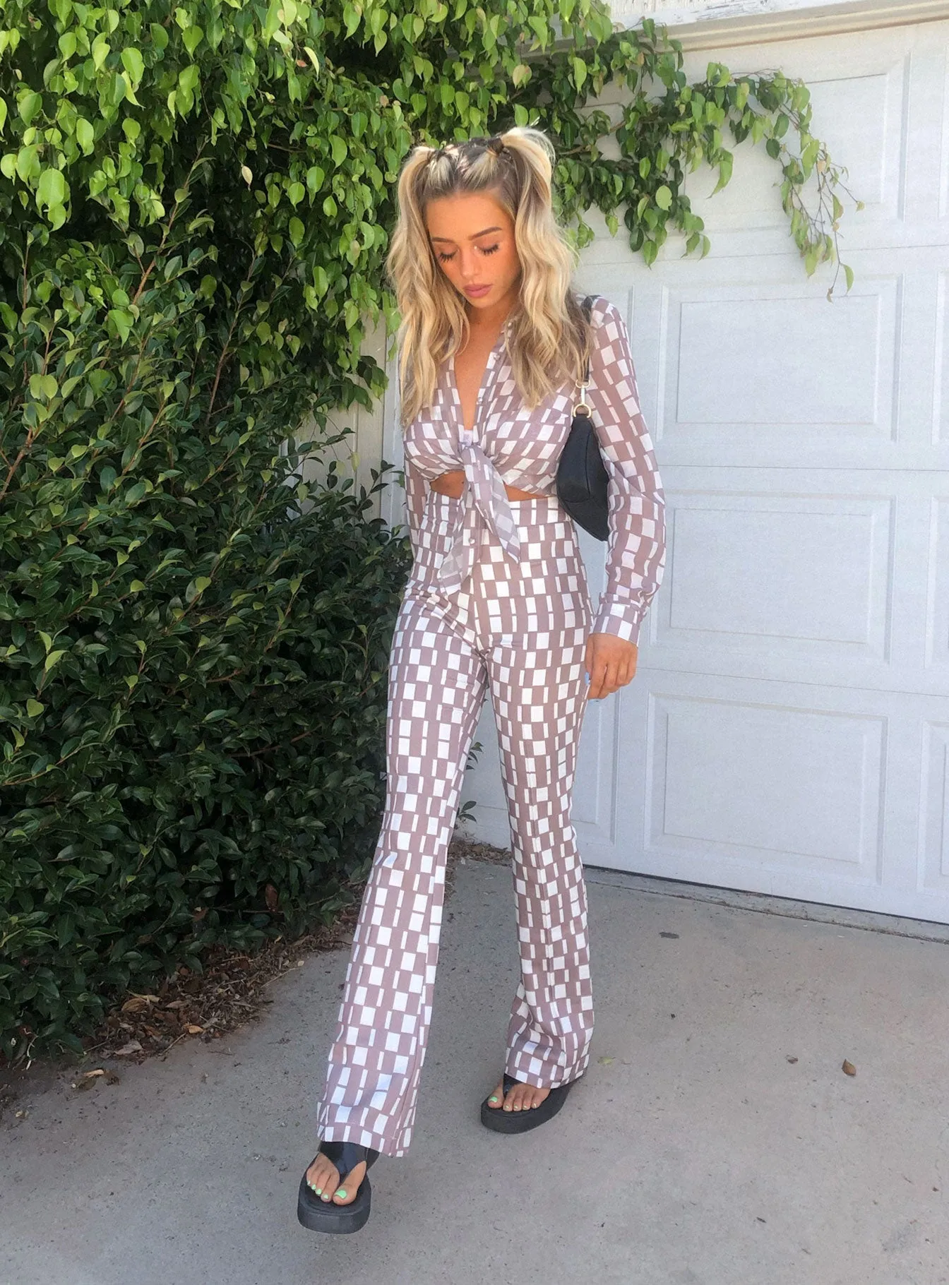 Harmony Pants Brown Check Trendy Layering