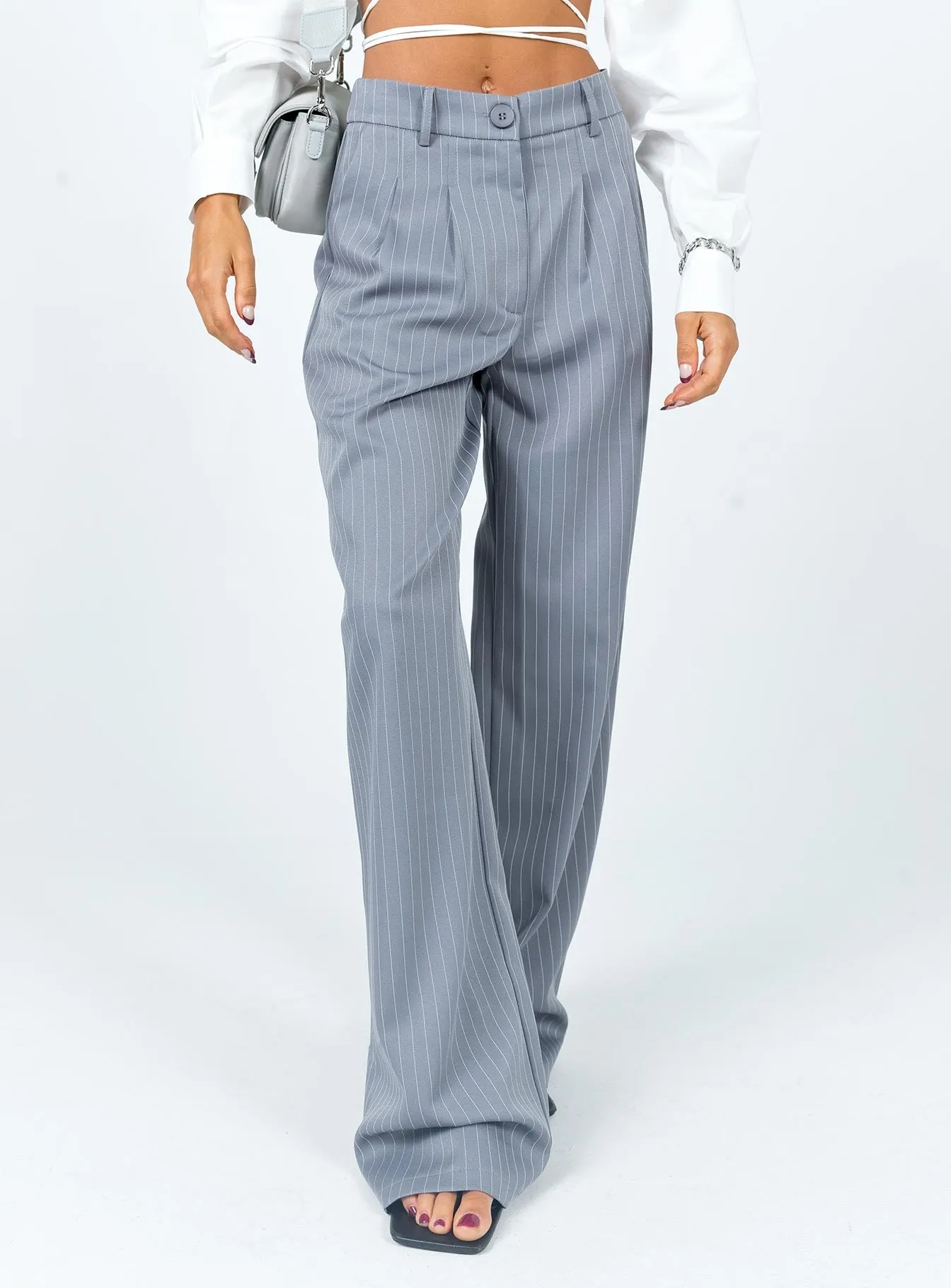 Archer Pants Pinstripe Grey Petite Zip-off legs Elastic Free Cuffs