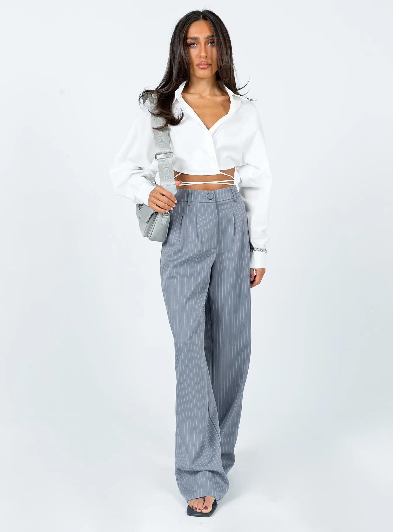 TouchscreenCompatiblePockets Archer Pants Pinstripe Grey Petite
