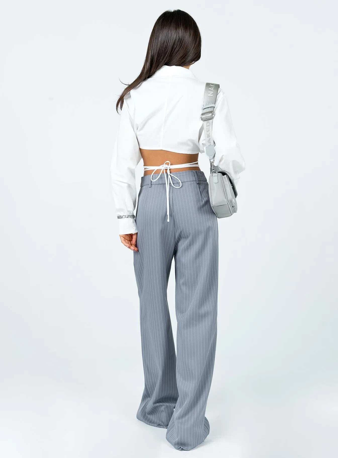 All Purpose Wear Archer Pants Pinstripe Grey Petite