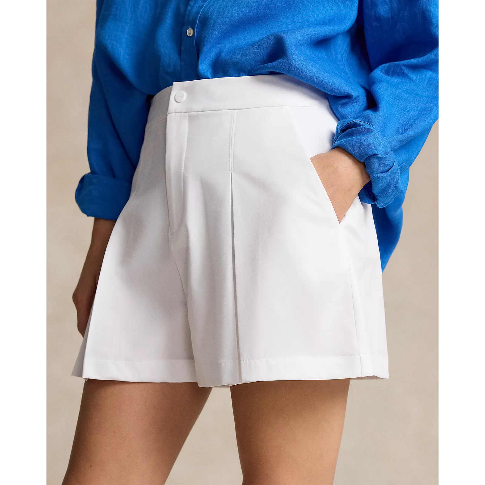 Bio Glow Noble Grace RLX Ralph Lauren Women's Performance Pleated Golf Shorts - Pure White