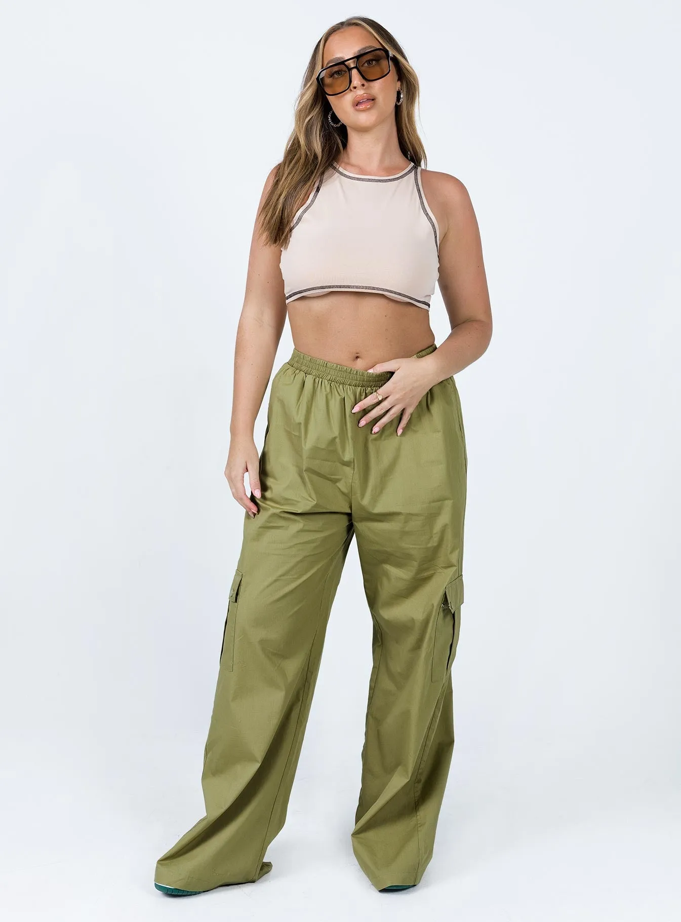 Fit Comfort Lista Elastic Pocket Pants Green
