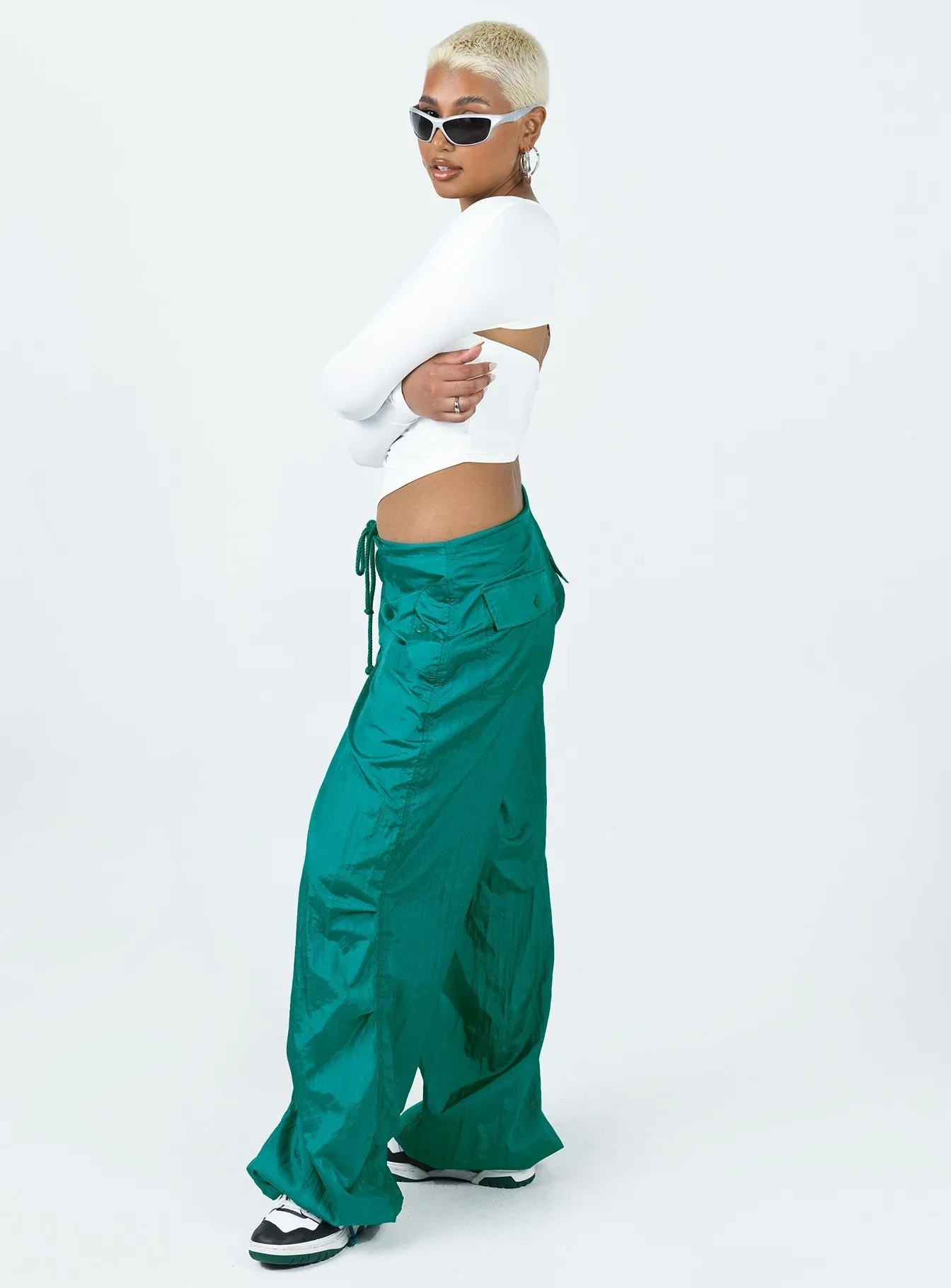 Comfortable Fashion Movement Fit Motel Chute Trousers Teal
