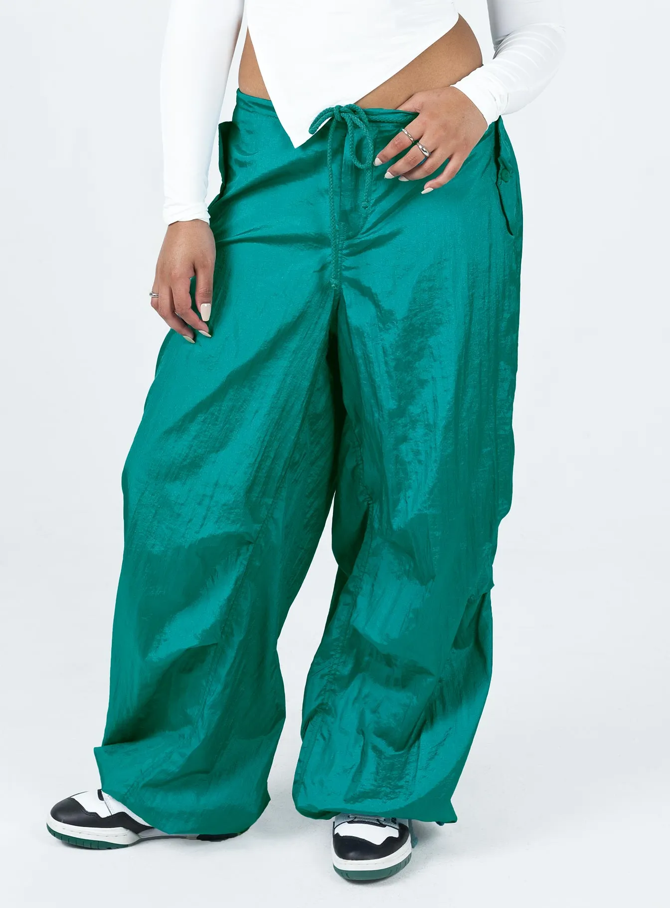 Motel Chute Trousers Teal Day-to-Day Wear Quick Dry Fabric