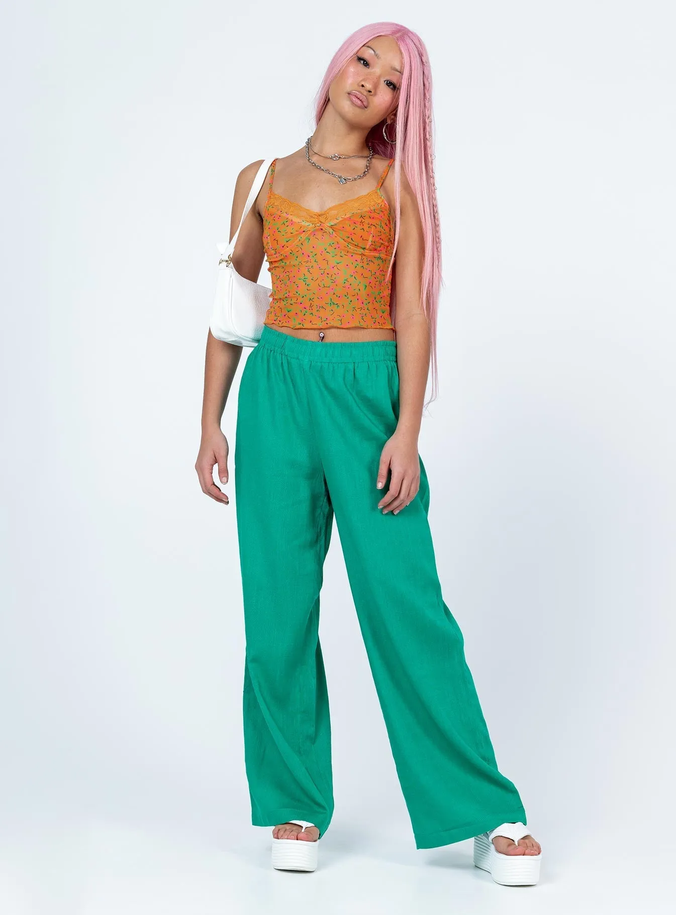 Louis Linen Blend Pants Green Stay Dry Comfy Shape