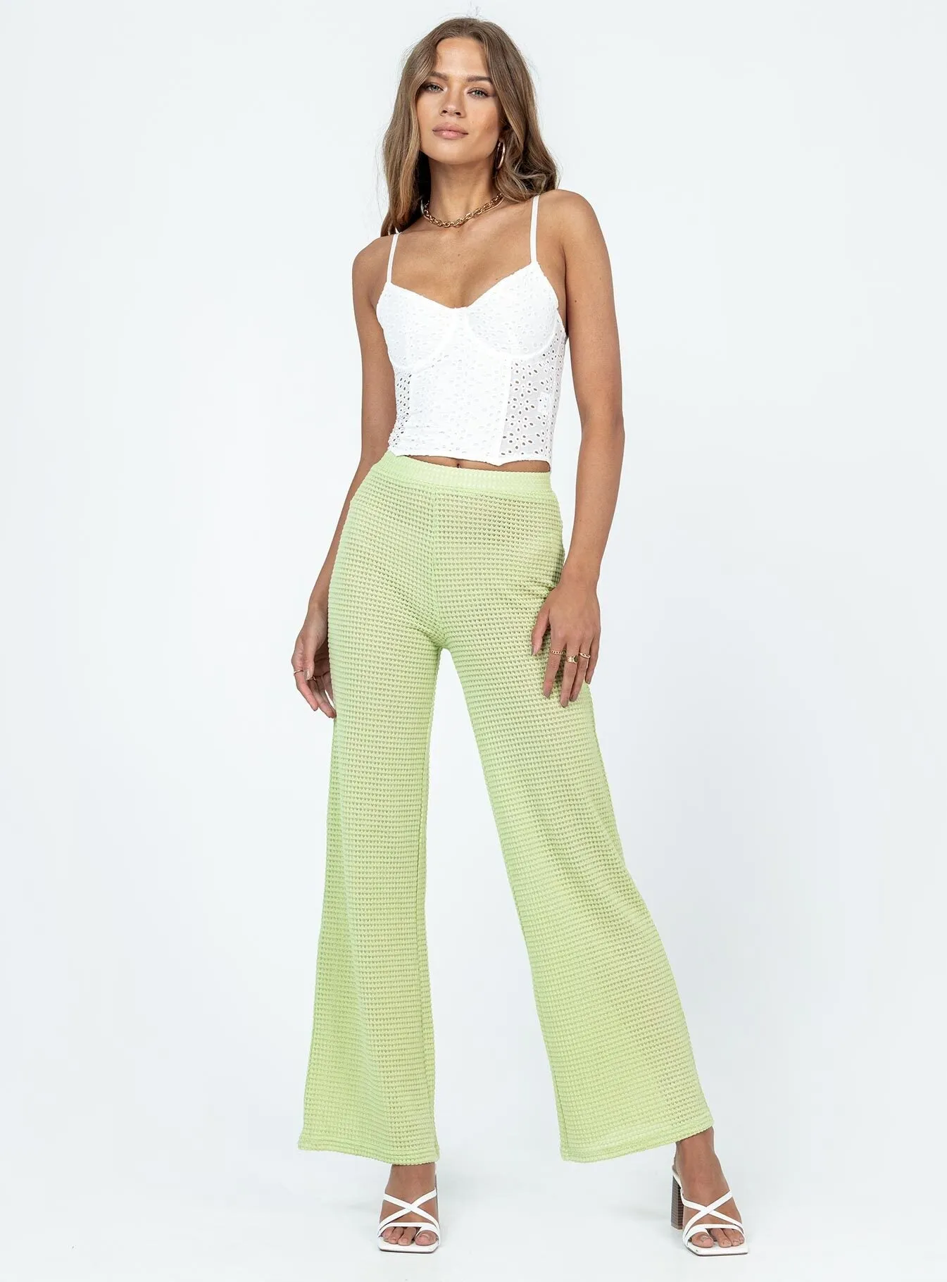 Santa Monica Knit Pants Green Basic Look Effortless Comfort