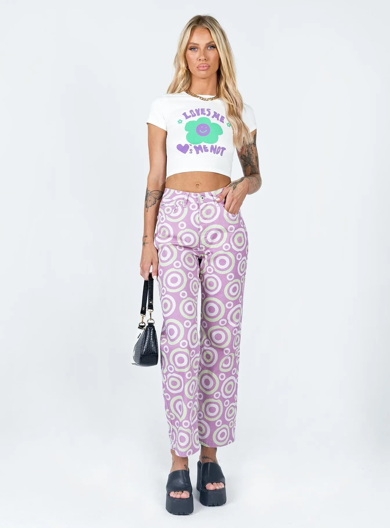 Comfy Pieces Love Me Not Cropped Tee White