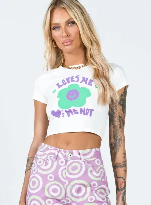 Love Me Not Cropped Tee White Stretch waistband