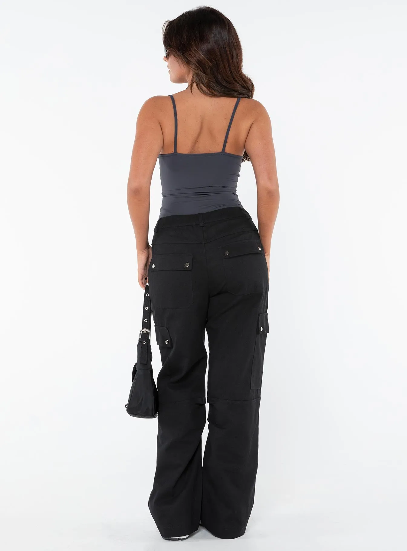 MultiPocketDesign Fallout Mid Rise Cargo Pants Black Petite