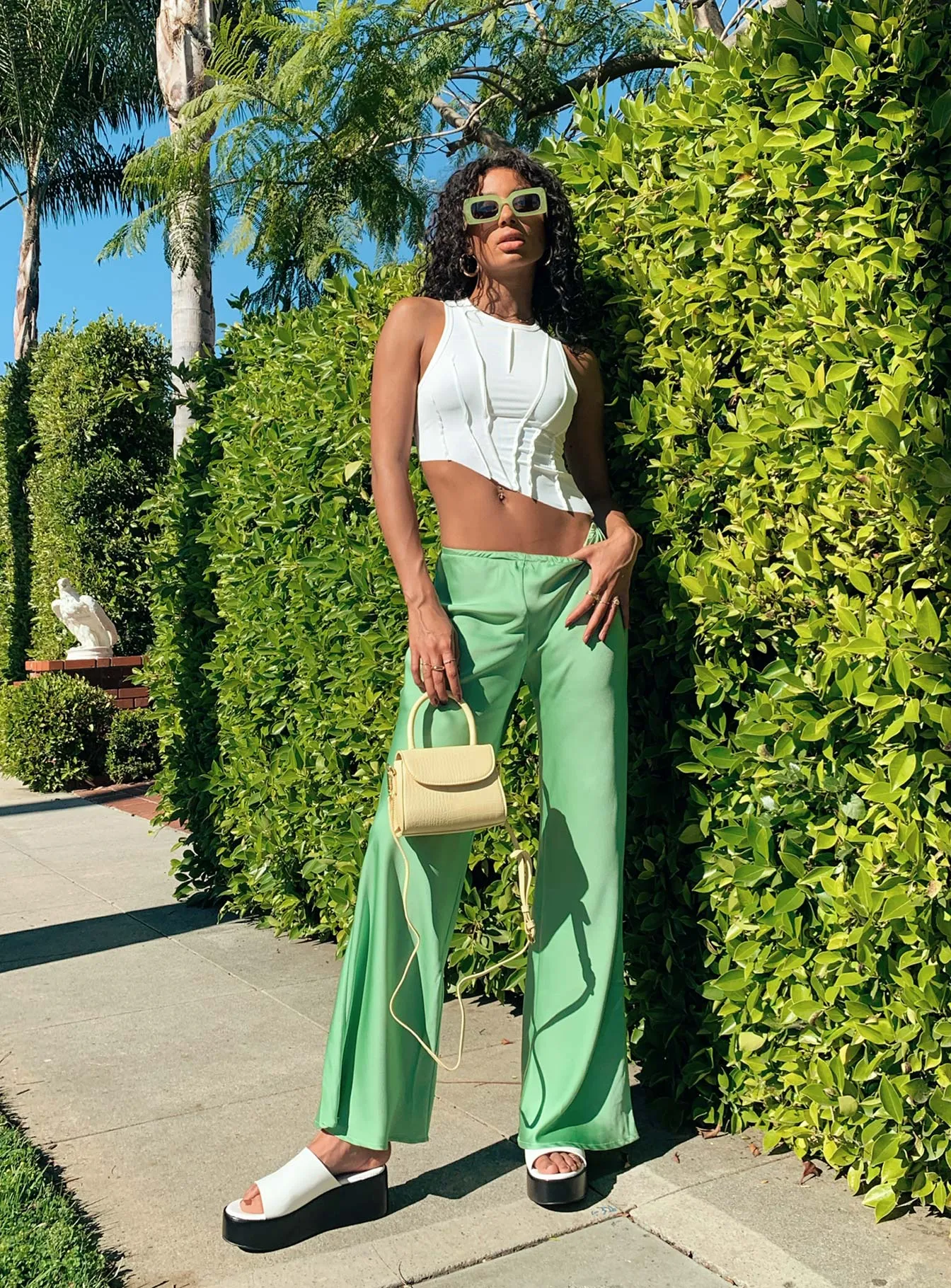 Noise Reduciting Fabric Joshua Low Rise Wide Leg Pants Green