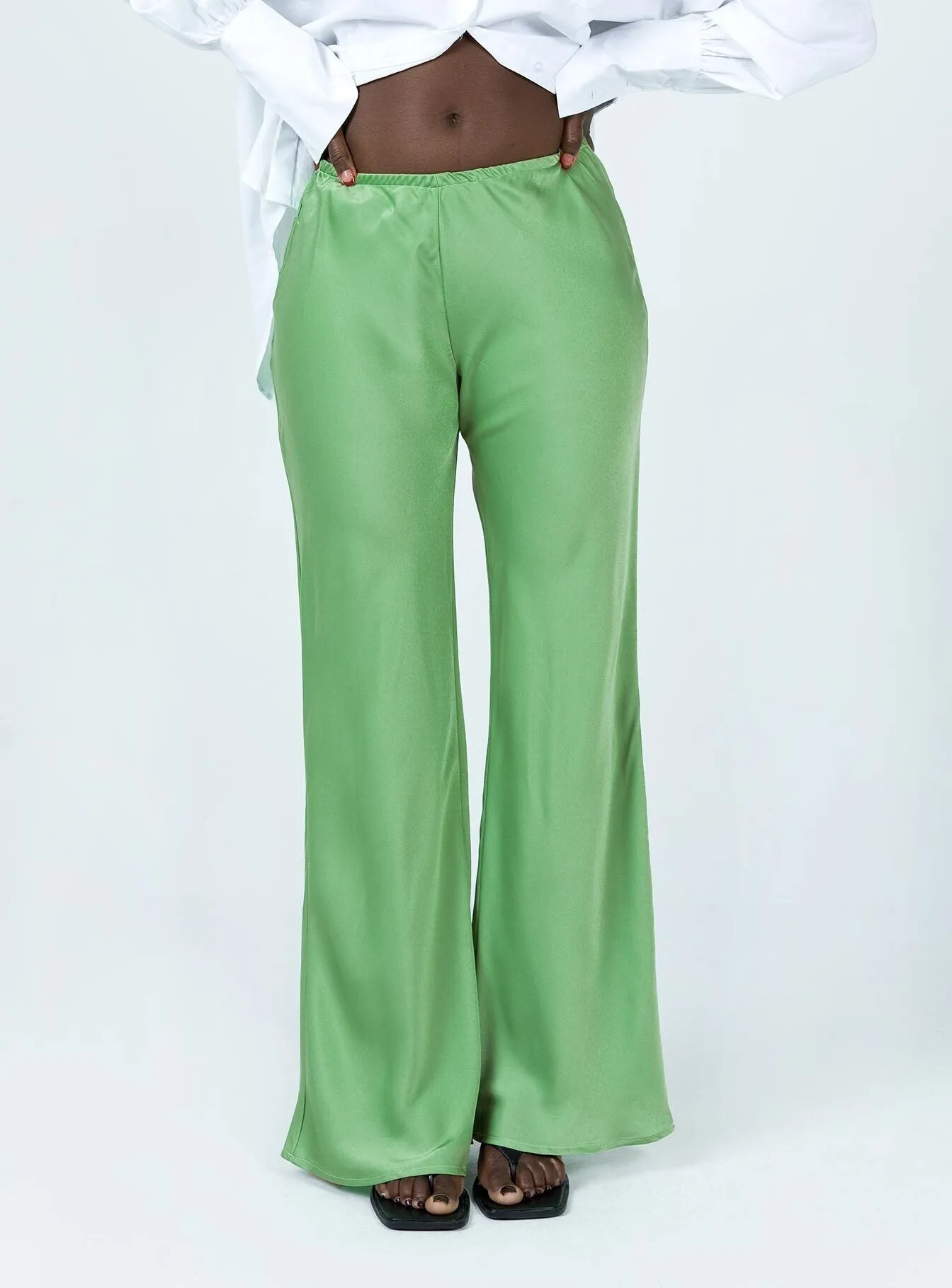 Joshua Low Rise Wide Leg Pants Green Comfy Feel Travel-Ready