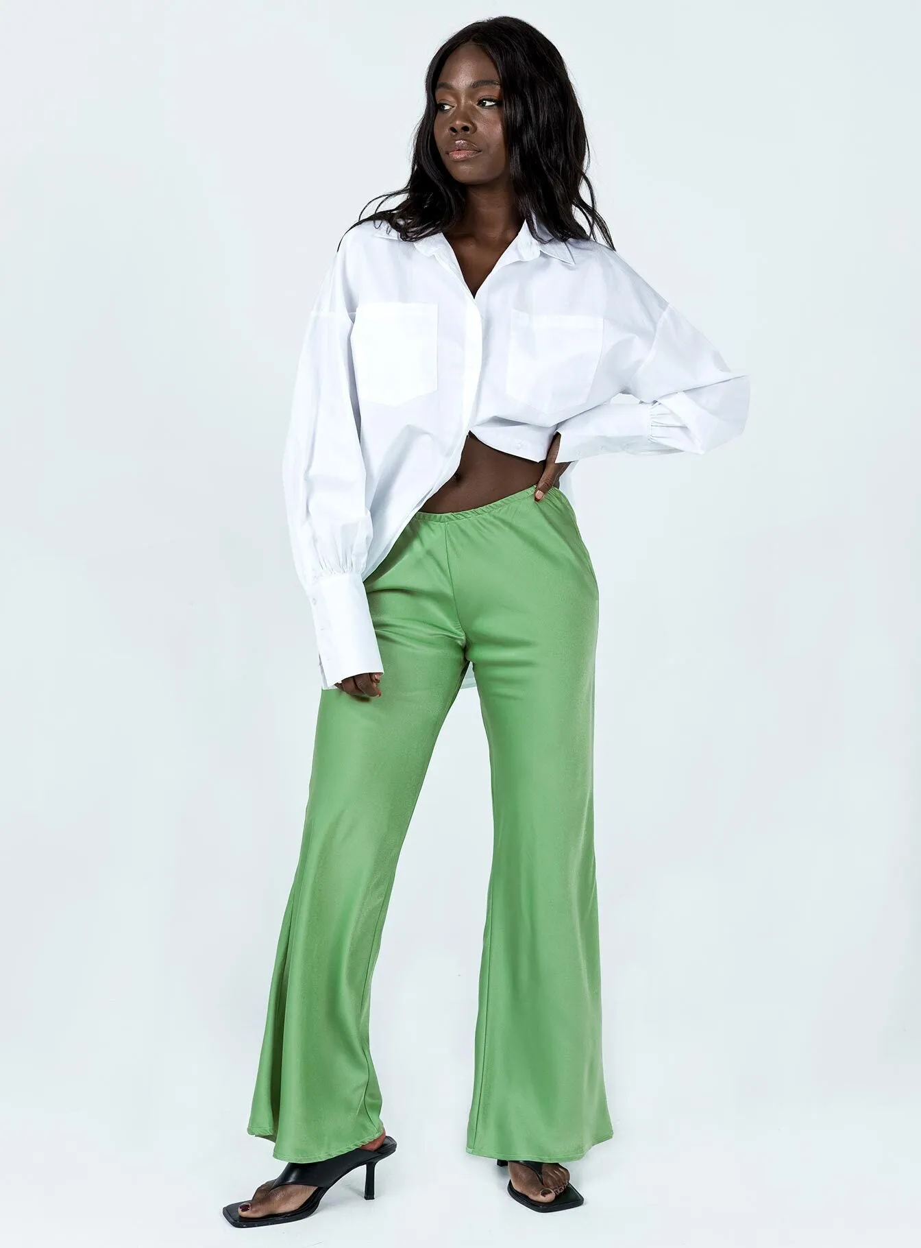 Light wash Joshua Low Rise Wide Leg Pants Green
