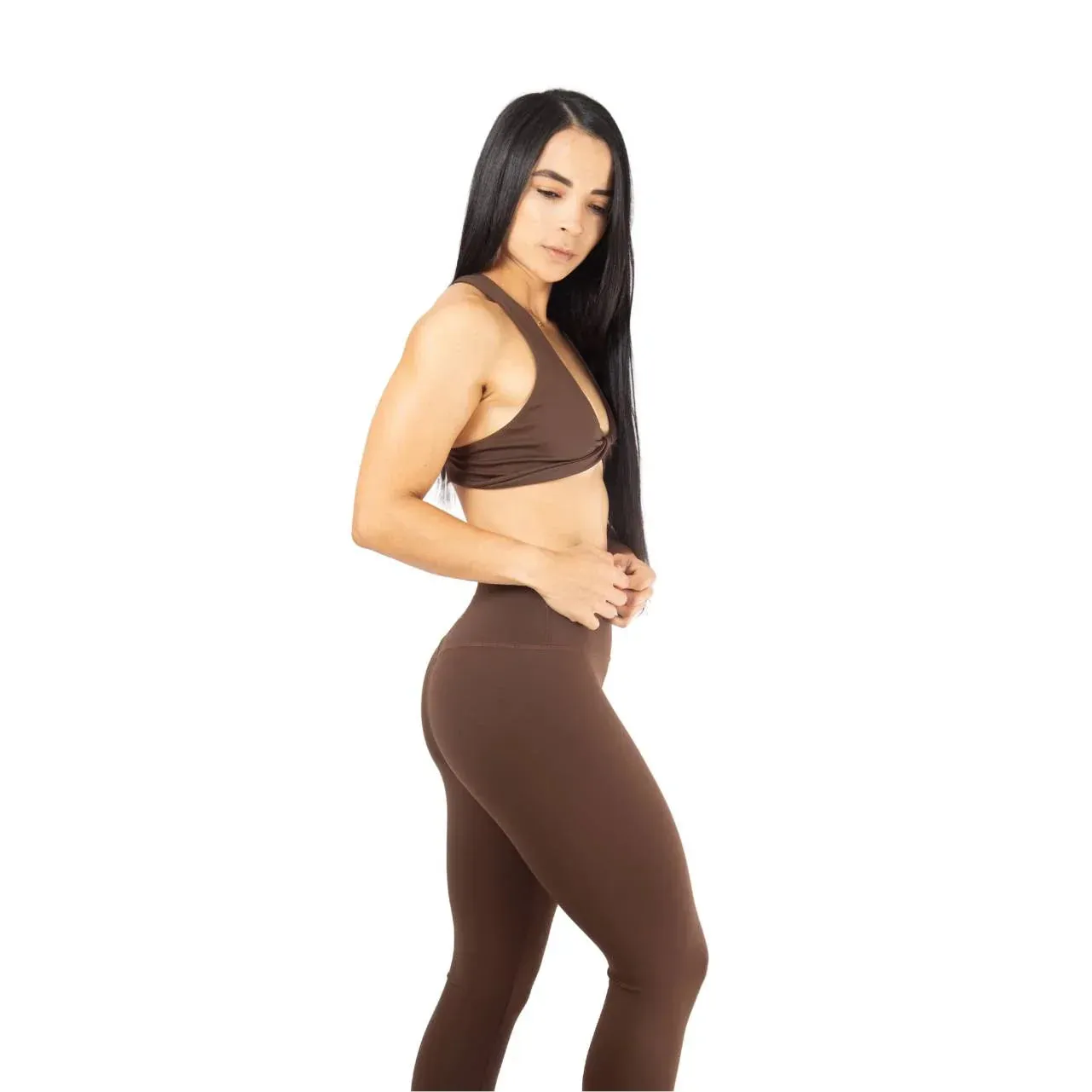 Leggins deportivo sin costura chocolate Perfect Layer No Shrink Material