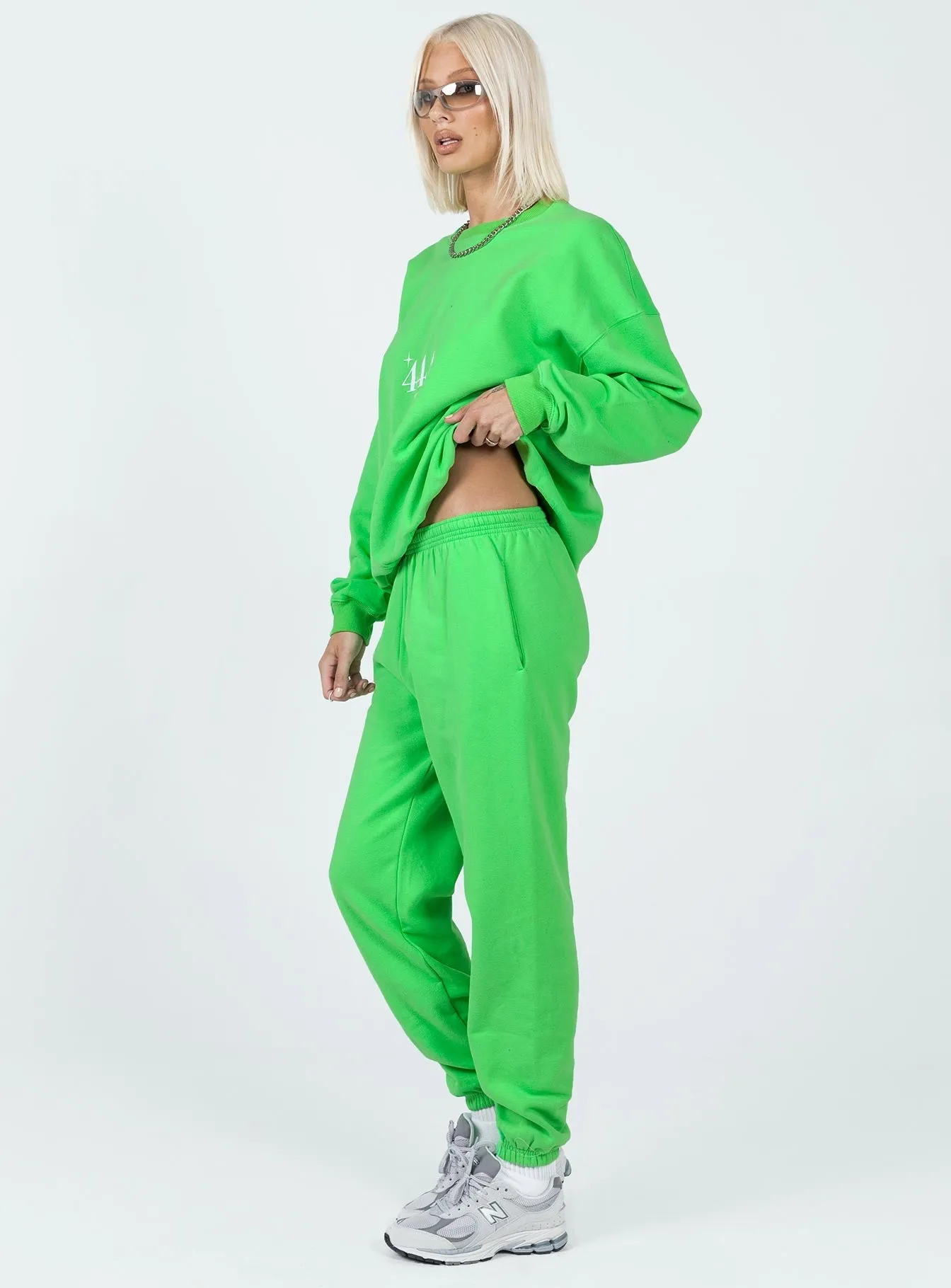 Meika Track Pants Green Abrasion Resistant Panels