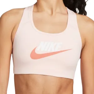 Thick straps seams Embellished Nike Dri-FIT Swoosh Women Medium-Support Graphic Sports Bra - Atmosphere/White/Madder Root