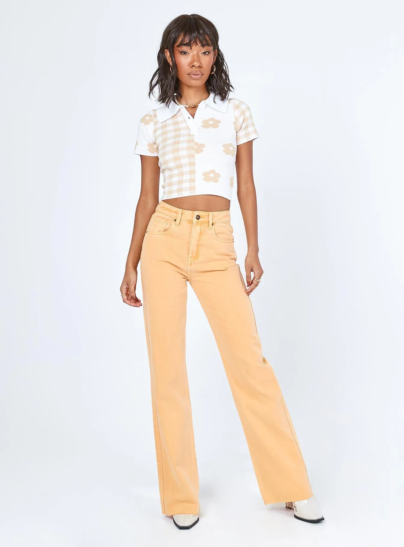 Soft Touch Material Secure Waistband Carter Denim Jeans Orange