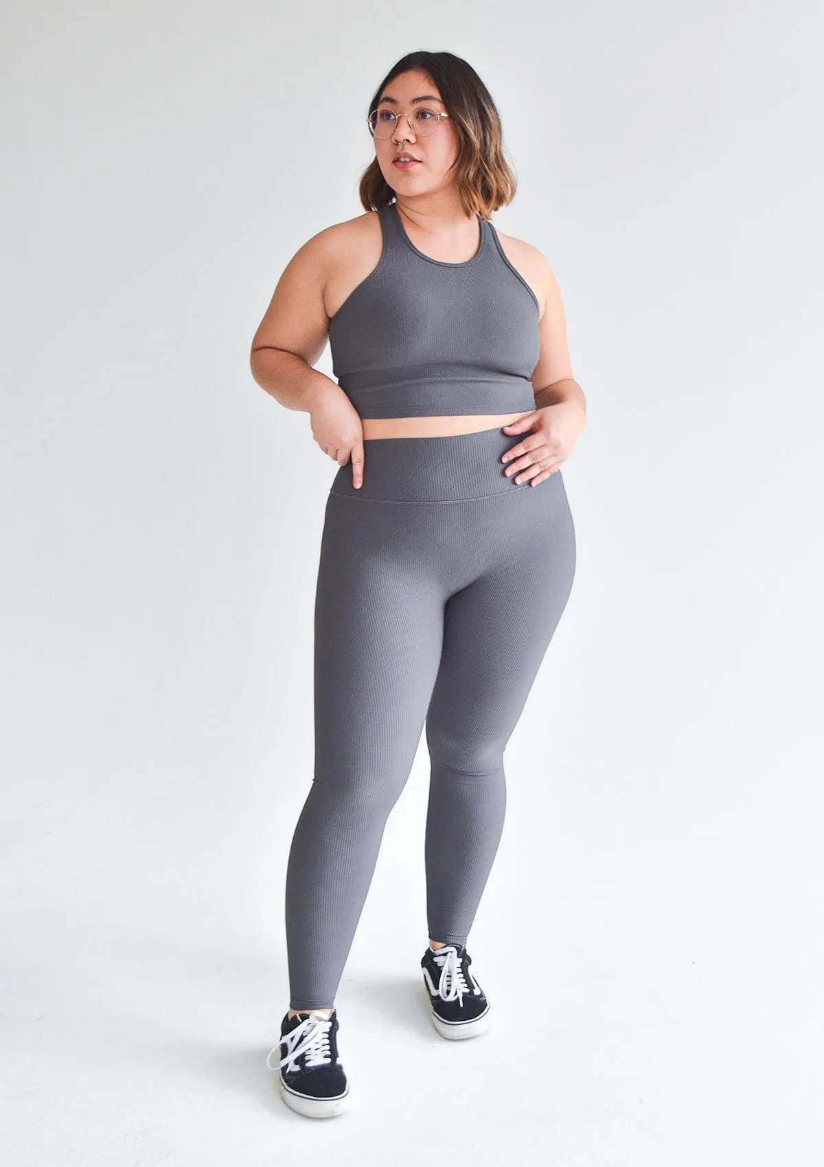 Ribbed Leggings - Stone Evening Walk Unisex Style