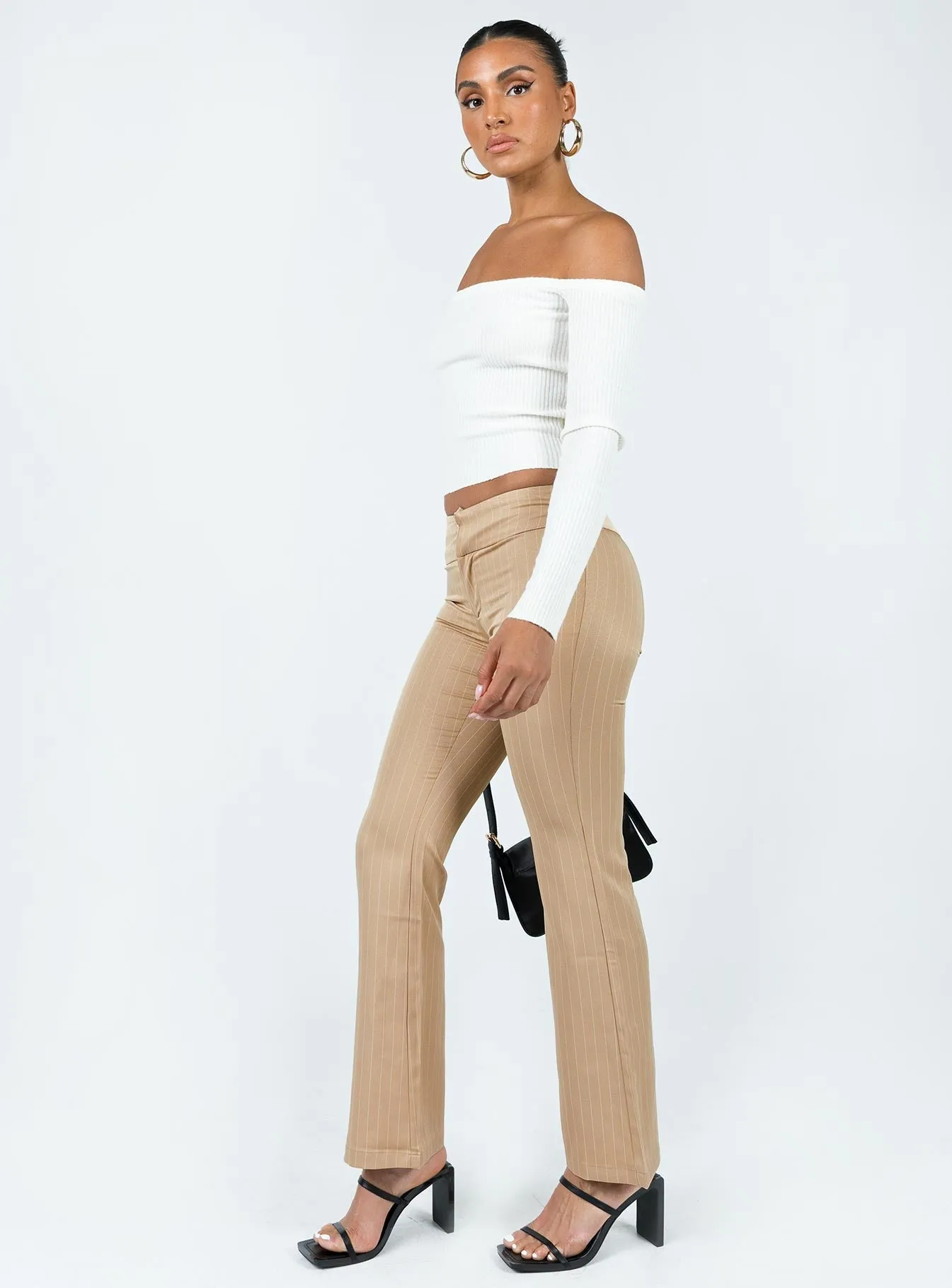 Casual Design Sleek Design Dami Low Rise Pants Beige