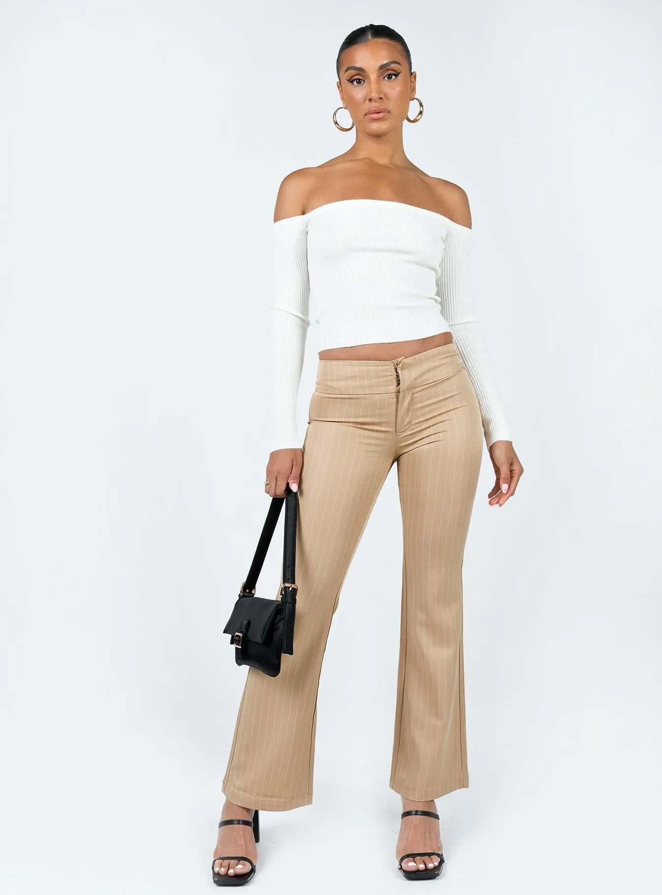 Rubberized Hem HeatRegulatingLining Dami Low Rise Pants Beige