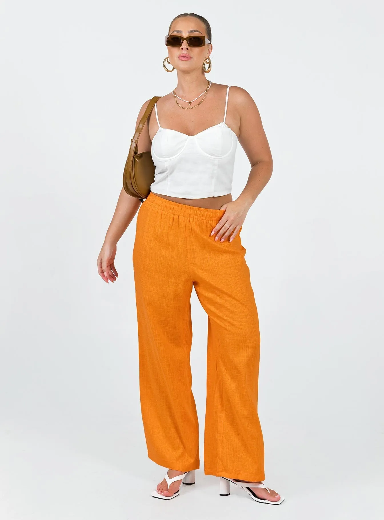 Louis Linen Blend Pants Orange Versatile Layering