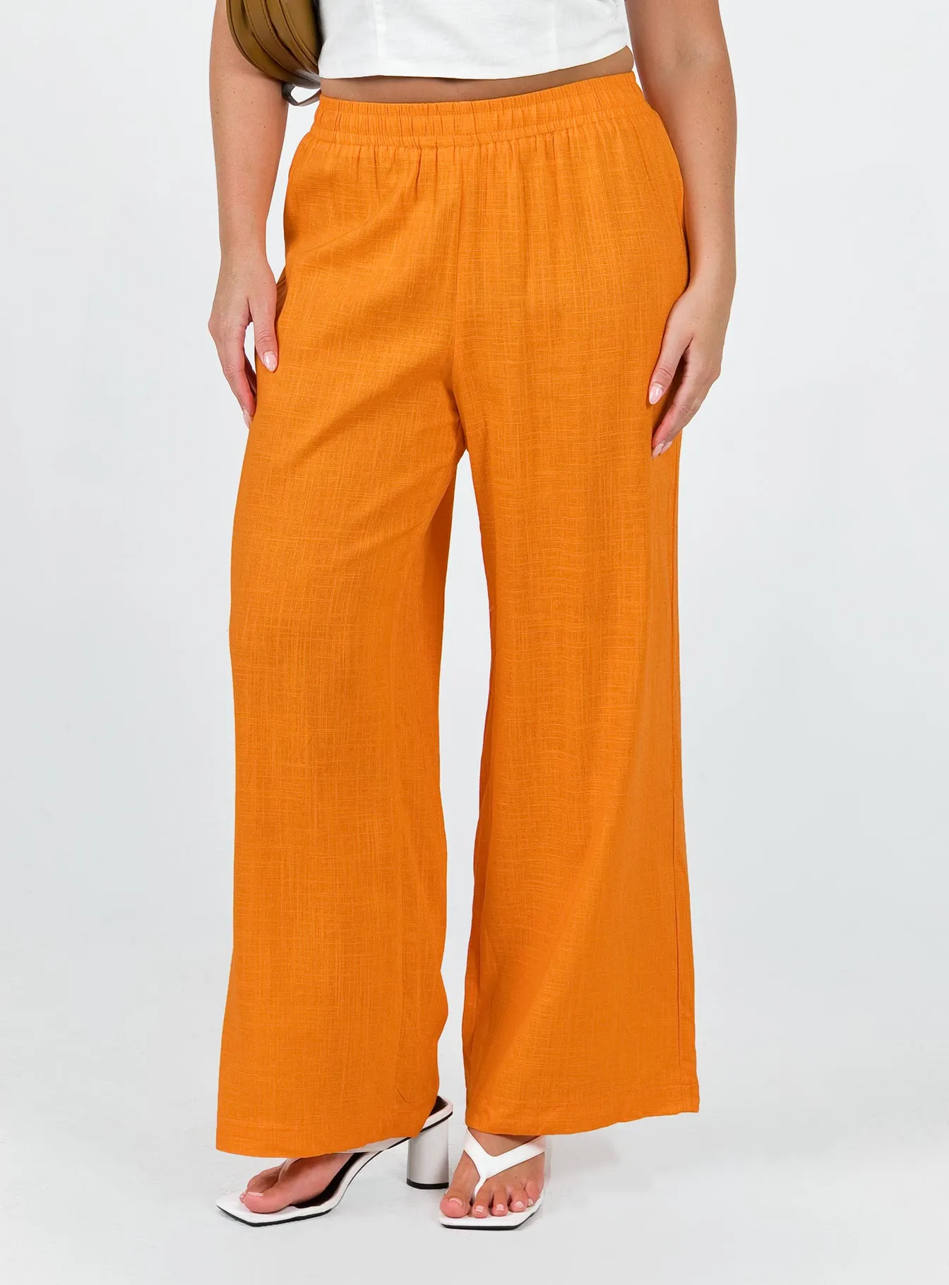 Louis Linen Blend Pants Orange Rugged Wear