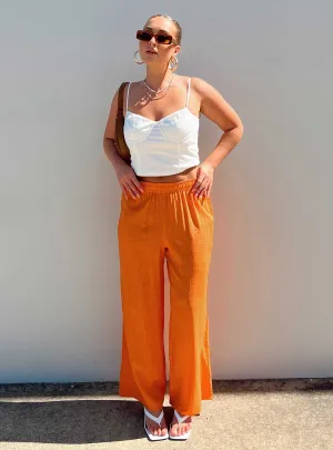 ResilientElasticBand Soft Structure Louis Linen Blend Pants Orange