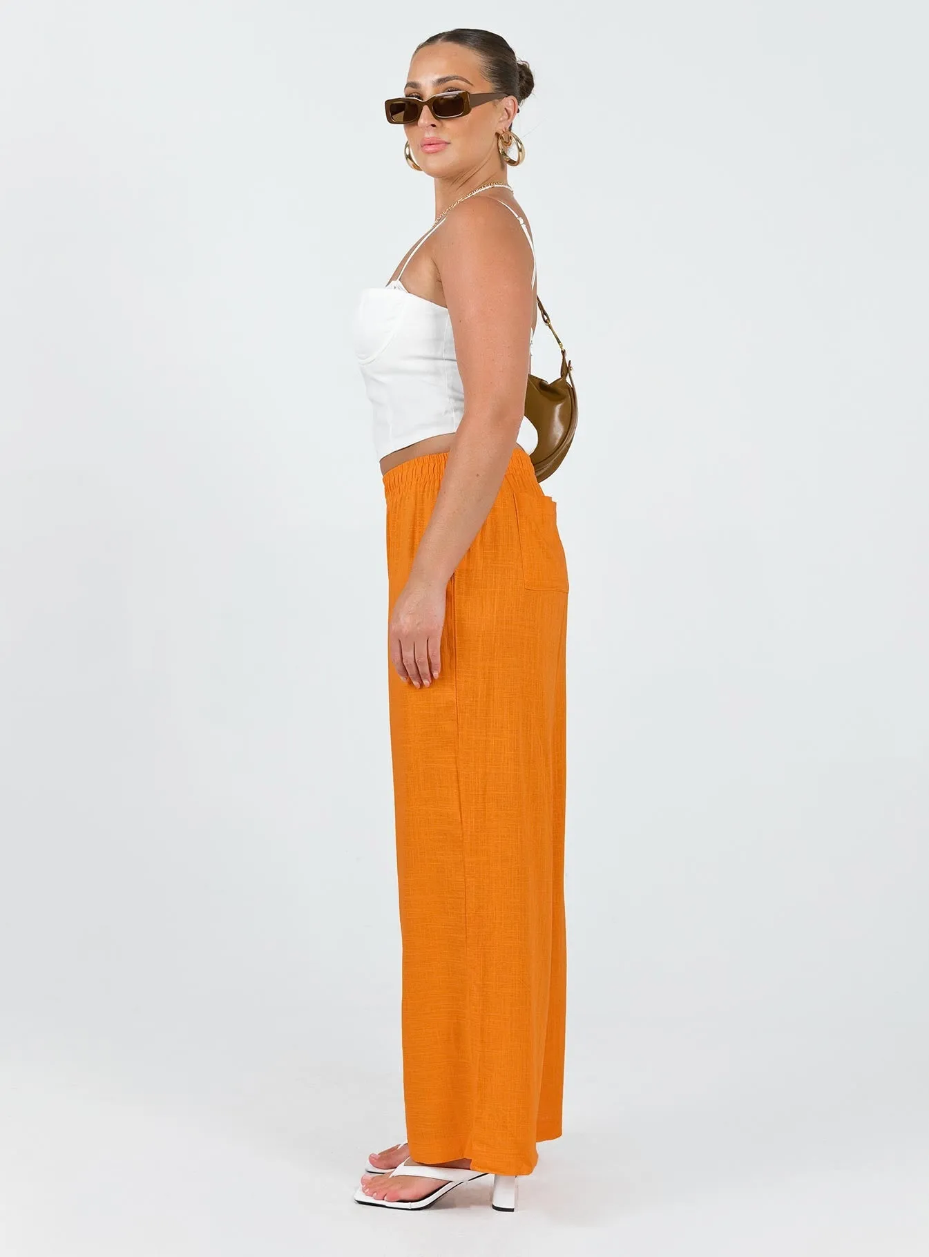 MultiPocket Louis Linen Blend Pants Orange