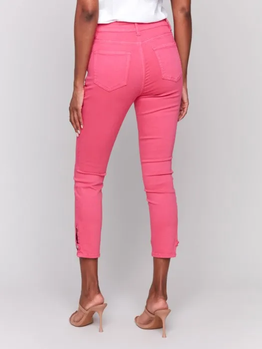 StaticResistant *SALE* CHARLIE B SLIM CROP TWILL PANT - PINK