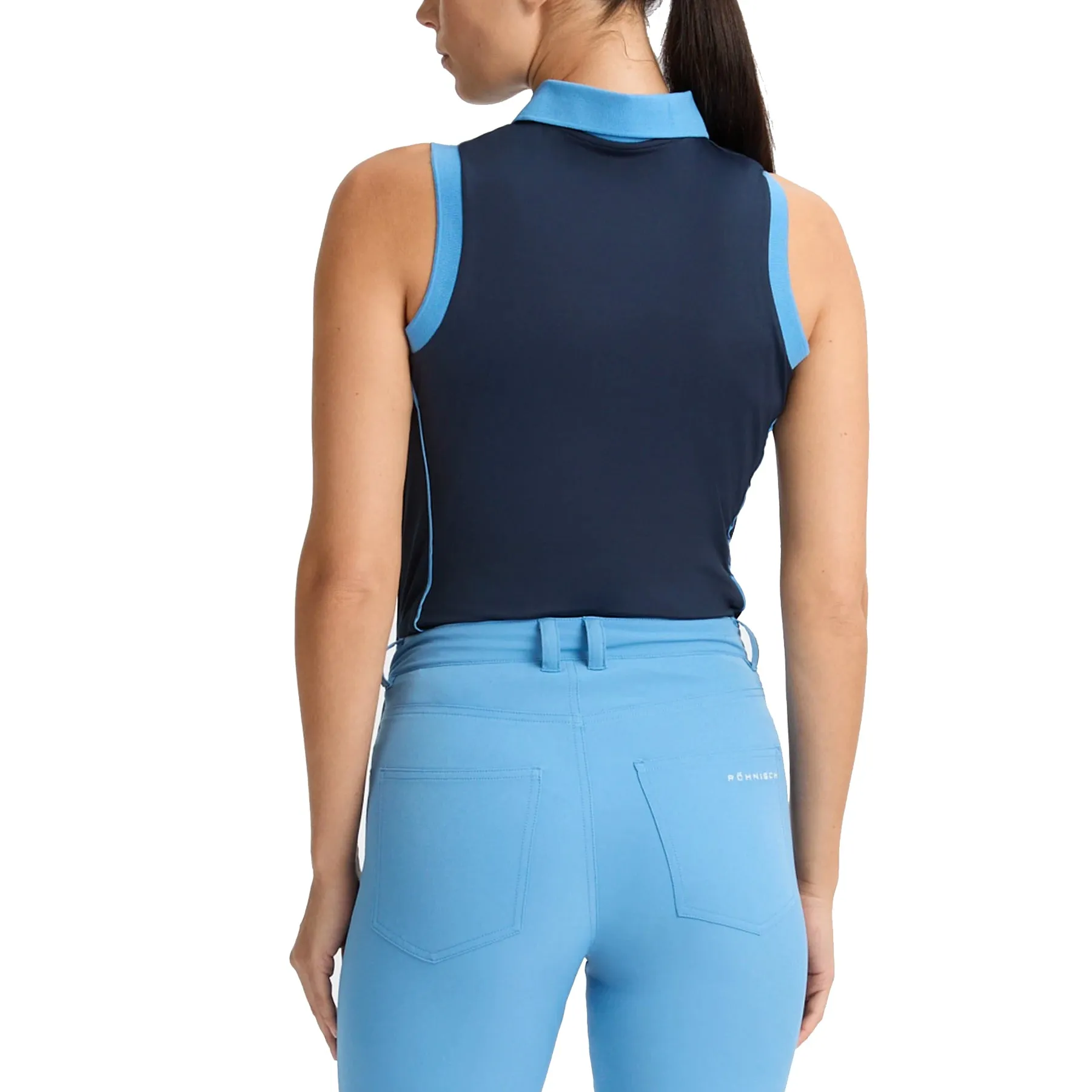 Breezy Comfort Comfortable Tunic Rohnisch Women's Ultra Viola UV Sleeveless Golf Polo Shirt - Navy