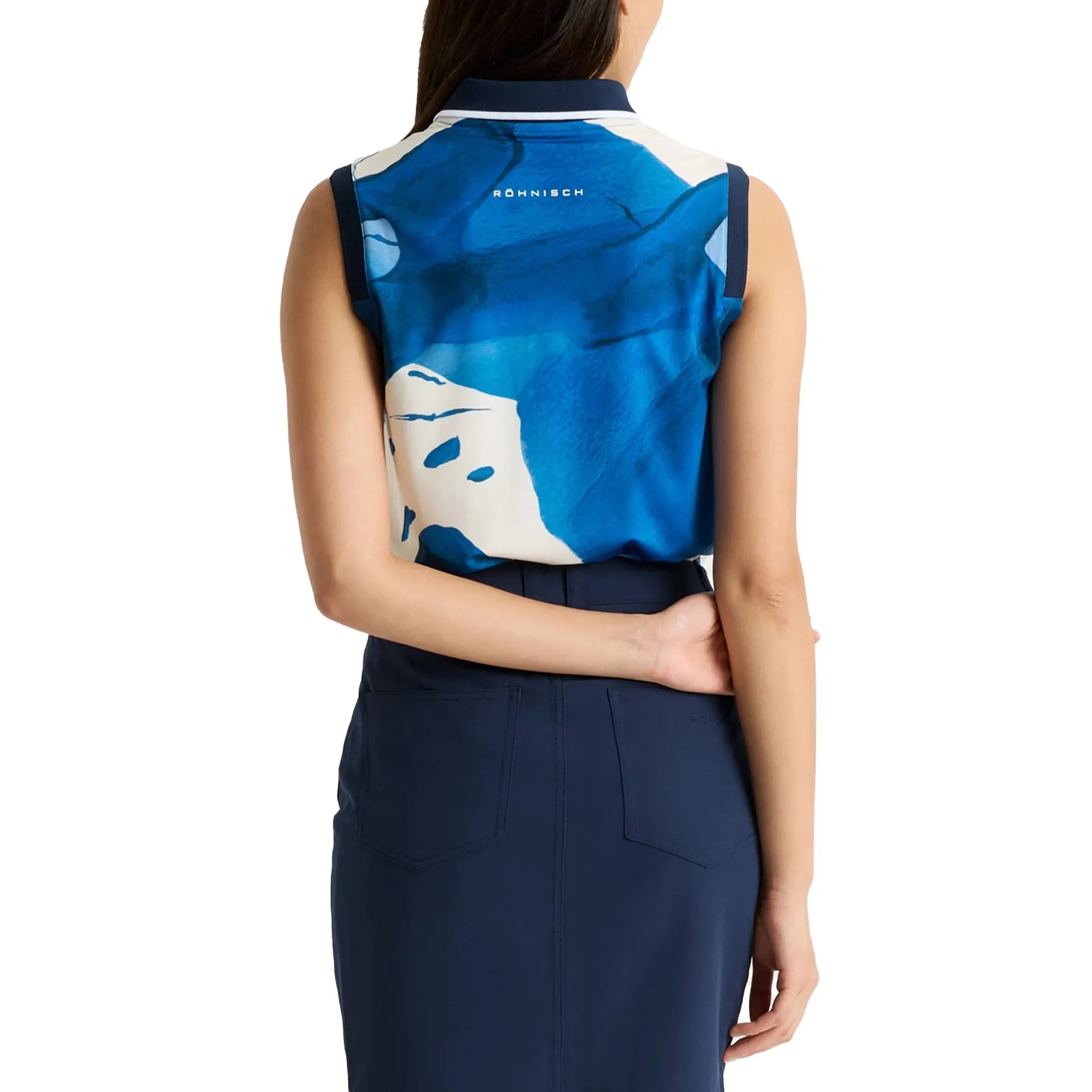 China Cool Rohnisch Women's Deni Sleeveless Golf Polo Shirt - Blue Aquarelle