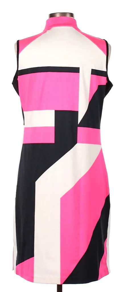 Tail Pink, Black & White Colorblock Dress MSP$97 Sleek Waist Design Fit