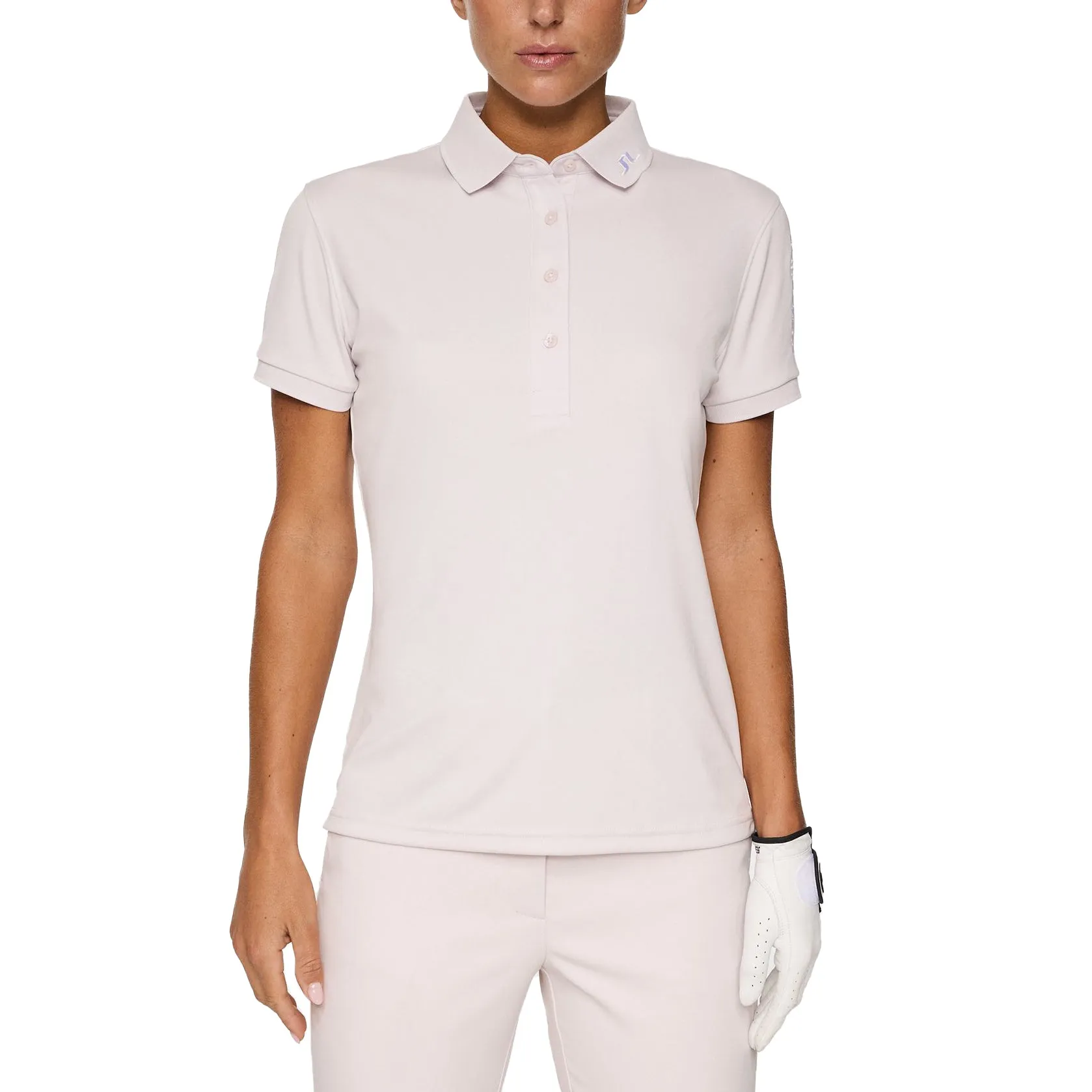 J.Lindeberg Women's Tour Tech Golf Polo Shirt - Grey Lilac FlatlockStitching